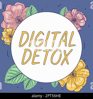 Conceptual caption Digital Detox, Internet Concept Prohibiting the usage of electronic and digital devices Stock Photo