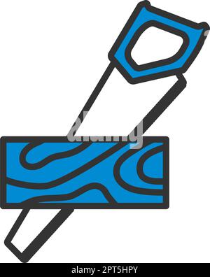 Handsaw Cutting A Plank Icon Stock Vector