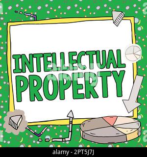 Text showing inspiration Intellectual Property, Internet Concept work or invention that is the result of creativity Stock Photo