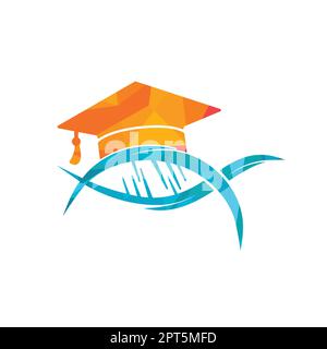 DNA graduation vector logo design. Science school vector logo concept. Stock Vector
