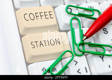 Writing displaying text Coffee Station, Business concept a small, informal restaurant that typically serves hot drinks Stock Photo