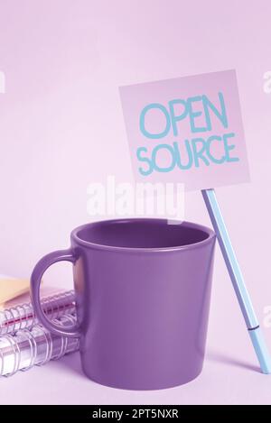 Sign displaying Open Source, Conceptual photo contains the source code that can be modified and enhanced Stock Photo