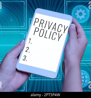 Handwriting text Privacy Policy, Concept meaning Documentation regarding the management of the client s is data Stock Photo