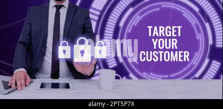 Text caption presenting Target Your Customer, Word Written on attract and grow audience, consumers, and prospects Stock Photo
