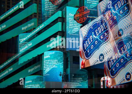 Morgan Stanley building in Times Square in New York on Wednesday, April 26, 2023. Photographed with a prism filter(© Richard B. Levine) Stock Photo