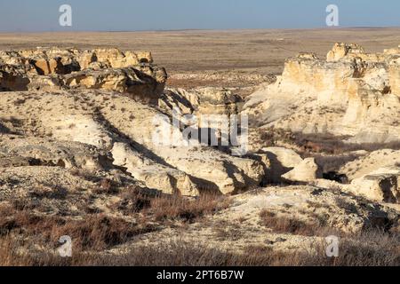 Oakley, Kansas, Little Jerusalem Badlands State Park preserves the largest Niobrara chalk formation in Kansas. The park is a joint project of The Stock Photo