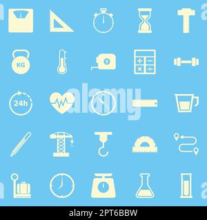 Measuring color icons on blue background Stock Vector
