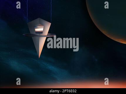 modern spaceship in orbit of planet Earth, journey to the Moon Stock ...