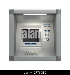 Atm machine with display screen, buttons, card reader, cash dispenser ...