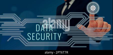 Handwriting text Data Security, Business showcase Confidentiality Disk Encryption Backups Password Shielding Stock Photo