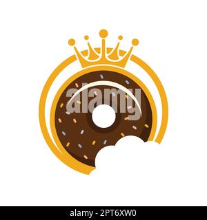 Bakery king vector logo design. Donut with king crown icon logo design. Stock Vector