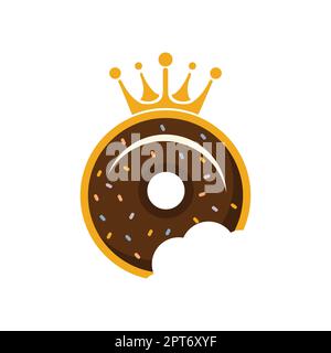 Bakery king vector logo design. Donut with king crown icon logo design. Stock Vector