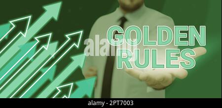 Writing displaying text Golden Rules, Business concept Basic principle that should be followed Important Principle Stock Photo