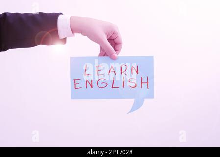Text showing inspiration Learn English, Business idea Universal Language Easy Communication and Understand Stock Photo