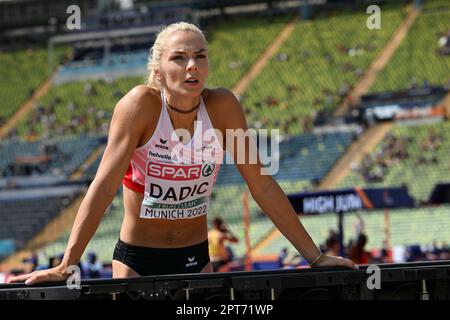 Ivona Dadic participating in the High Jump of the heptathlon at the ...