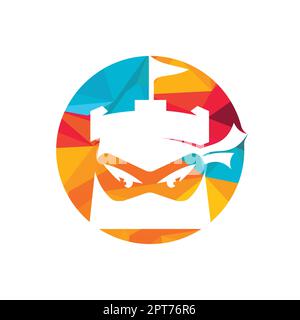 Castle ninja vector logo design template. Stock Vector