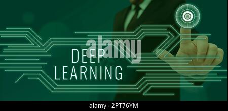 Text showing inspiration Deep Learning, Business overview Hierarchical Abstractions Artificial Intelligence Algorithm Stock Photo