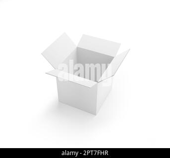 blank packaging boxes - open mockup, isolated on white background Stock Photo