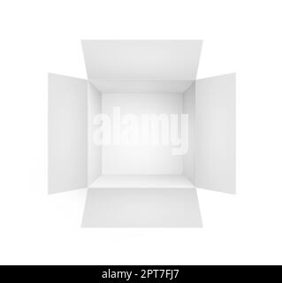 blank packaging boxes - open mockup, isolated on white background Stock Photo