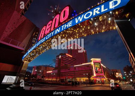 Largest small town in the world neon sign in front of Eldorado