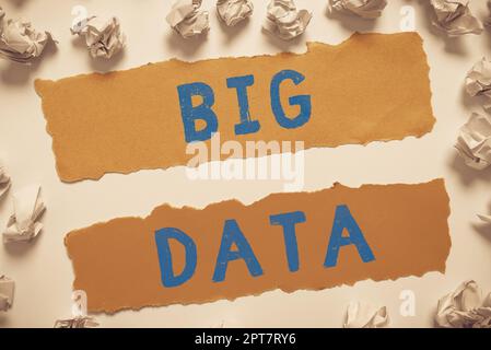 Conceptual display Big Data, Word Written on sets that so complex that traditional software cant deal with them Stock Photo