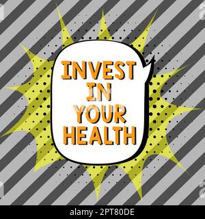 Handwriting text Invest In Your Health, Business concept Live a Healthy Lifestyle Quality Food for Wellness Stock Photo