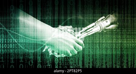 Human Integration with Technology as Transhumanism Concept Stock Photo