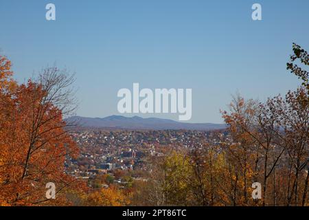 Sherbrooke city in Quebec, Canada Eastern Townships downtown cityscape Mont-Bellevue view small city autumn landscape Stock Photo