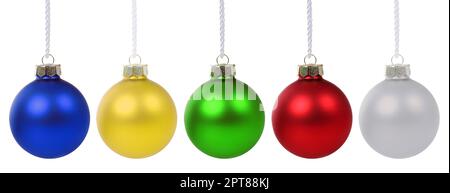 Set of Christmas decoration ornament with colorful balls many baubles isolated on a white background Stock Photo