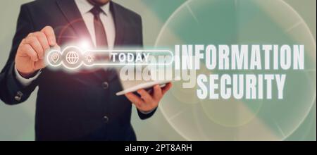 Writing displaying text Information Security, Concept meaning INFOSEC Preventing Unauthorized Access Being Protected Stock Photo