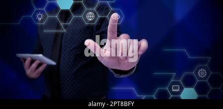 Business Man Presenting New Futuristic Technologies. Stock Photo