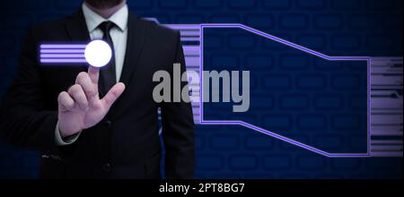 Business Man Presenting New Futuristic Technologies. Stock Photo