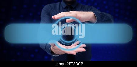 Business Man Presenting New Futuristic Technologies. Stock Photo