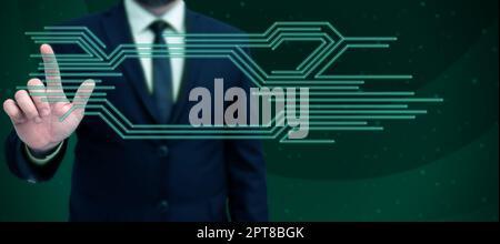 Business Man Presenting New Futuristic Technologies. Stock Photo