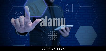 Business Man Presenting New Futuristic Technologies. Stock Photo