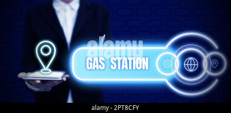 Handwriting text Gas Station, Conceptual photo for servicing motor vehicles especially with gasoline and oil Stock Photo