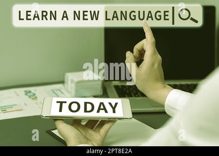 Conceptual display Learn A New Language, Business concept Study Words other than the Native Mother Tongue Stock Photo
