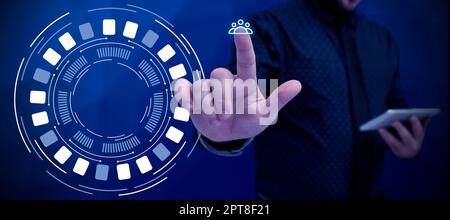 Business Man Presenting New Futuristic Technologies. Stock Photo