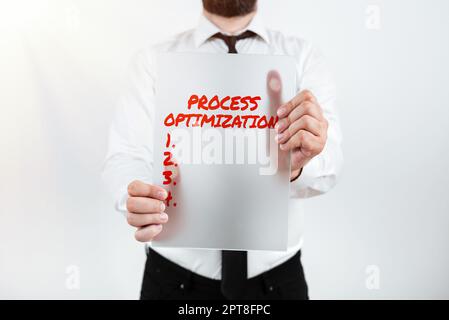 Text caption presenting Process Optimization, Concept meaning Improve Organizations Efficiency Maximize Throughput Stock Photo