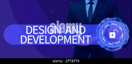 Handwriting text Design And Development, Business concept Defining the Specification of Products and Services Stock Photo