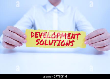 Text sign showing Development Solutions, Word Written on Efficient Planning based on the Company needs Stock Photo