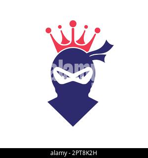King Ninja vector logo design. Crown logo design combined with ninja. Stock Vector