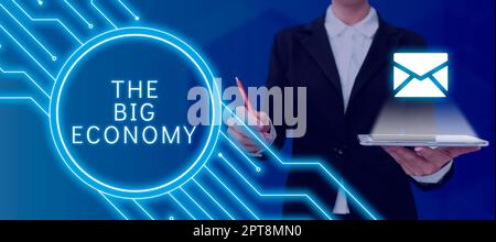 Conceptual display The Big Economy, Business overview Global finances Worldwide Market Trade Money exchange Stock Photo