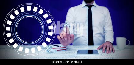 Business Man Presenting New Futuristic Technologies. Stock Photo