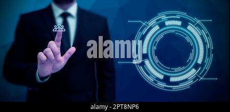 Business Man Presenting New Futuristic Technologies. Stock Photo