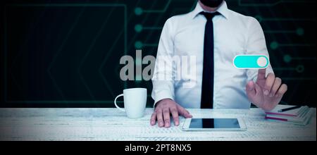 Business Man Presenting New Futuristic Technologies. Stock Photo