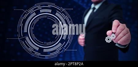Business Man Presenting New Futuristic Technologies. Stock Photo