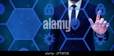 Business Man Presenting New Futuristic Technologies. Stock Photo