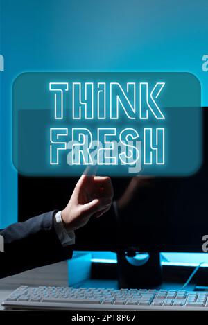 Handwriting text Think Fresh, Word for a new perspective of thinking when producing ideas and concepts Stock Photo