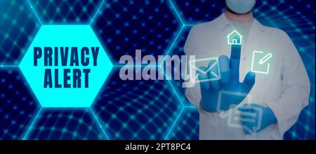 Writing displaying text Privacy Alert, Concept meaning warns the user from the risk that may steal your data Stock Photo